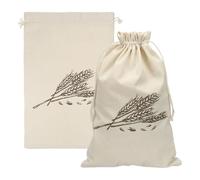 uxcell 2 Pack Reusable Bread Bags, 17.7 x 13.8" Linen Bread Storage for Homemade Sourdough Beeswax Food Drawstring Closure, Wheat Print