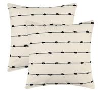 Uxcell 2 Pack Striped Cushion Covers, Soft Decorative Throw Pillow Cases for Sofa Couch Bedroom, Rustic Square Pillowcases Black 50 x 50 cm