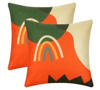 Uxcell 2 Packs Linen Decorative Throw Pillow Cover Printed Contemporary Waterproof Pillow Cover for Indoor Outdoor Orange-4 45 x 45 cm