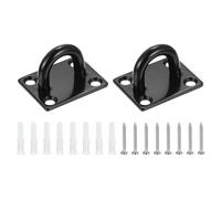 uxcell 2 Pcs Pad Eye Plate, 2 Inch 304 Stainless Steel Ceiling Hooks Marine Hanging U Hook with Screws & Anchors for Securing Hanging, Black