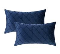 Uxcell 2 Pcs Soft Velvet Decorative Pillow Covers Solid Geometric Textured Cushion Covers for Bed, Sofa, Chair, Couch and Home Decor Navy Blue 30 x 50 cm