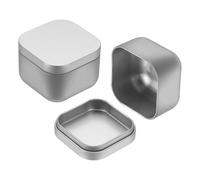 Uxcell 2 Pcs Square Tin Can with Lids, 2.2 x 2.2 x 1.7 Small Metal Tins Loose Leaf Tea Storage for Storing Cookies Candies Coffee Tea Spice Gifts Candles DIY Travel Storage, Silver Tone