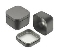 Uxcell 2 Pcs Square Tin Can with Lids, 2.2 x 2.2 x 1.7 Small Metal Tins Loose Leaf Tea Storage for Storing Cookies Candies Coffee Tea Spice Gifts Candles DIY Travel Storage, Silver Gray