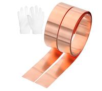 uxcell 2 Roll Copper Sheet Roll, 1000 x 20 x 0.15 mm 99.9% Pure Copper Strip with White Cotton Gloves, Flashing Metal Foil Plate for Crafting, Electricity, DIY Project