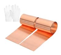 uxcell 2 Roll Copper Sheet Roll, 1000 x 80 x 0.05 mm 99.9% Pure Copper Strip with White Cotton Gloves, Copper Flashing Metal Foil Plate for Crafting, Electricity, DIY Project