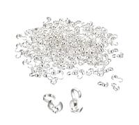 uxcell 200Pcs Open Bead Tips Knot Covers, Metal Clamshell Crimp Fold-Over Calotte Ends Caps for Jewelry Making DIY Crafts (4mm/0.16 Inch Cup, Silver White)