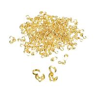 uxcell 200Pcs Open Bead Tips Knot Covers, Metal Clamshell Crimp Fold-Over Calotte Ends Caps for Jewelry Making DIY Crafts (4mm/0.16 Inch Cup, Gold)