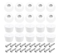 uxcell 20Pcs Rubber Bumper Feet, 15mm H x 25mm W Round Pads with Stainless Steel Washer and Screws for Furniture, Appliances, Electronics