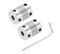 uxcell 2Pcs 6.35mm to 6.35mm Aluminum Alloy Shaft Coupling L25xD19 Flexible Coupler Beam for 3D Printer CNC Machine DIY Encoders and Motors Shaft,Silver