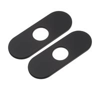 uxcell 2pcs 6 Inch Hole Cover Deck Plate Escutcheon, Stainless Steel Sink Cover Plate for Bathroom or Kitchen Sink Faucet, Oval Black