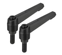 Uxcell 2pcs Adjustable Clamping Lever Handle M8 x 20mm Metric Black Oxide Carbon Steel Male Threaded Stud Hand Knobs Rotating Screw Handles Bolts with Locking Lever Black