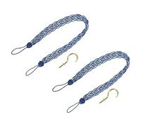 uxcell 2Pcs Curtain Tiebacks, 58cm/23 Braided Drapery Holdback Holder Decorative Rope Tie Back, Dark Blue/Mixed Silver