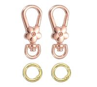 uxcell 2pcs Metal Lobster Claw Clasps, Flower Swivel Lanyards Trigger Snap Hooks Keychain Strap with Spring Ring for Jewelry Making Purse Bag Key Chains Connector, Rose Gold