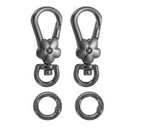 uxcell 2pcs Metal Lobster Claw Clasps, Flower Swivel Lanyards Trigger Snap Hooks Keychain Strap with Spring Ring for Jewelry Making Purse Bag Key Chains Connector, Gun Black