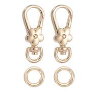 uxcell 2pcs Metal Lobster Claw Clasps, Flower Swivel Lanyards Trigger Snap Hooks Keychain Strap with Spring Ring for Jewelry Making Purse Bag Key Chains Connector, Light Gold