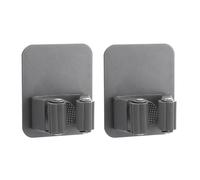 Uxcell 2pcs Mop Broom Holder Wall Mount, 304 Stainless Steel Mop Holder Self Adhesive Broom Hanger with Screws, Suitable for Bathroom, Laundry Room, Dark Grey