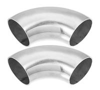 uxcell 2pcs OD 1.75 Inch 90 Degree Exhaust Elbow Pipe Silver Tone