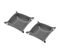 Uxcell 2Pcs PU Leather Jewelry Tray 6.3"x6.3" Folding Valet Tray Organizer Catchall Tray for Travel Table Nightstand Key Coin Watch, Dark Gray