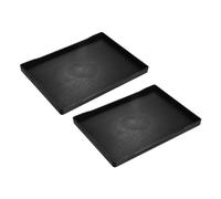 uxcell 2Pcs Serving Tray Small Black Mini Tray 6" x 9" Plastic Rectangular Wooden Serving Trays Decorative Ottoman Platter for Breakfast Kitchen Bathroom