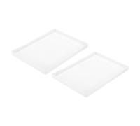 uxcell 2Pcs Serving Tray Small White Mini Tray 7" x 10" Plastic Rectangular Wooden Serving Trays Decorative Ottoman Platter for Breakfast Kitchen Bathroom