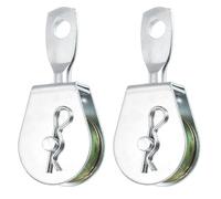 uxcell 2Pcs Swivel Lifting Rope Pulley Block 90mm Single Pulley Block, Iron Hanging Wire Towing Wheel, Cable Rope Runner Pulley Roller in Zinc Plated