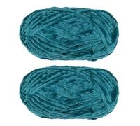 uxcell 2Skeins Velvet Chenille Yarn 2x100g/7.1oz 174 Yards Total Length #6 Super Bulky Polyester Soft Blanket for Knitting Weaving Bag, Blue-Green