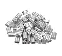 uxcell 3/16"(5mm) Aluminum Crimping Loop Sleeve, Double Hole Cable Ferrule for Wire Rope, Silver 60Pcs