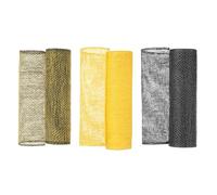 uxcell 3 Pcs Decorative Mesh Ribbon, 10 Inch x 5 Yard Mesh Ribbon Roll Foil Metallic for Christmas Tree Wreath Decoration, Black/Yellow/Black Yellow
