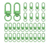 uxcell 30pcs Metal Lobster Claw Clasps, Swivel Lanyards Trigger Snap Hooks Keychain Strap with Key Ring for Jewelry Making Purse Bag Key Chains Connector, Grass Green