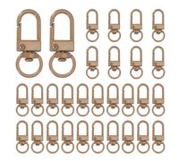 uxcell 30pcs Metal Lobster Claw Clasps, Swivel Lanyards Trigger Snap Hooks Keychain Strap with Key Ring for Jewelry Making Purse Bag Key Chains Connector, Light Brown