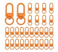 uxcell 30pcs Metal Lobster Claw Clasps, Swivel Lanyards Trigger Snap Hooks Keychain Strap with Key Ring for Jewelry Making Purse Bag Key Chains Connector, Orange