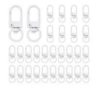 uxcell 30pcs Metal Lobster Claw Clasps, Swivel Lanyards Trigger Snap Hooks Keychain Strap with Key Ring for Jewelry Making Purse Bag Key Chains Connector, White