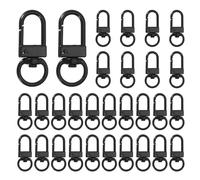 uxcell 30pcs Metal Lobster Claw Clasps, Swivel Lanyards Trigger Snap Hooks Keychain Strap with Key Ring for Jewelry Making Purse Bag Key Chains Connector, Black