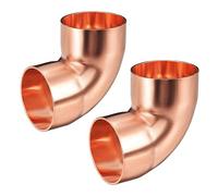 uxcell 38mm/1.5-inch ID 90 Degree 1.2mm Thick Copper Elbow Short-Turn Copper Pipe Fitting Connector for Plumbing 2pcs