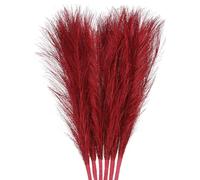 Uxcell 3Pcs Pampas Faux Grass Small 45cm/17.7" Fake Fluffy Pampas Artificial Grass 7 Branches Artificial Vase Filler for Home Office Vase Wedding Decoration Red