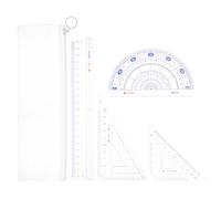 uxcell 4 in 1 Ruler Set 20cm Straight Ruler Protractor Triangle Measuring Tool with Wavy Line for Classrooms Home Office, Transparent