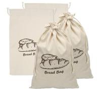 uxcell 4 Pack Reusable Bread Bags, 17.7 x 13.8" Linen Bread Storage for Homemade Sourdough Beeswax Food Drawstring Closure, Gray Bread