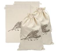 uxcell 4 Pack Reusable Bread Bags, 17.7 x 13.8" Linen Bread Storage for Homemade Sourdough Beeswax Food Drawstring Closure, Wheat Print