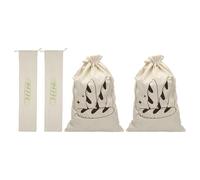 uxcell 4 Pack Reusable Bread Bags, Drawstring Linen Bread Storage for Homemade Sourdough Beeswax Food Drawstring Closure, Coffee Bread/Green Print