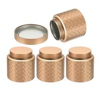 Uxcell 4 Pcs Tea Tin Canister, 4.13 x 5.71 Round Tin Can with Lids Large Metal Loose Tea Storage for Storing Cookies Candies Coffee Gifts Candles DIY Travel Storage, Gold Tone