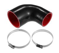 uxcell 4-Ply 90 Degree Elbow Coupler Silicone Hose with 2 Pcs Clamps Black