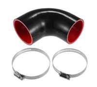 uxcell 4-Ply 90 Degree Elbow Coupler Silicone Hose with 2 Pcs Clamps Black