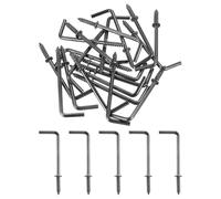 uxcell 40 Pcs L Shape Hooks, 2 Inch Right Angle Hooks Carbon Steel Small Screw in Hooks 7 Shape Right Angle Hook for Hanging, Black Bronze
