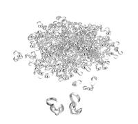 uxcell 400Pcs Open Bead Tips Knot Covers, Metal Clamshell Crimp Fold-Over Calotte Ends Caps for Jewelry Making DIY Crafts (4mm/0.16 Inch Cup, Silver)