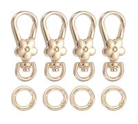 uxcell 4pcs Metal Lobster Claw Clasps, Flower Swivel Lanyards Trigger Snap Hooks Keychain Strap with Spring Ring for Jewelry Making Purse Bag Key Chains Connector, Light Gold