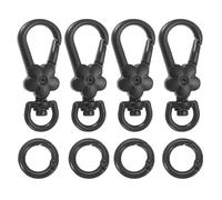 uxcell 4pcs Metal Lobster Claw Clasps, Flower Swivel Lanyards Trigger Snap Hooks Keychain Strap with Spring Ring for Jewelry Making Purse Bag Key Chains Connector, Matte Black