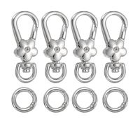 uxcell 4pcs Metal Lobster Claw Clasps, Flower Swivel Lanyards Trigger Snap Hooks Keychain Strap with Spring Ring for Jewelry Making Purse Bag Key Chains Connector, Silver