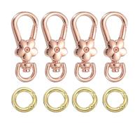uxcell 4pcs Metal Lobster Claw Clasps, Flower Swivel Lanyards Trigger Snap Hooks Keychain Strap with Spring Ring for Jewelry Making Purse Bag Key Chains Connector, Rose Gold