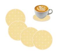 uxcell 4pcs Silicone Coasters for Drinks, Round Cup Coasters Flower Pattern Coffee Cup Mat Table Pad for Tabletop Protection Yellow