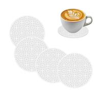 uxcell 4pcs Silicone Coasters for Drinks, Round Cup Coasters Flower Pattern Coffee Cup Mat Table Pad for Tabletop Protection White